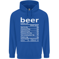 Funny Beer Nutritional Facts Alcohol Childrens Kids Hoodie Royal Blue