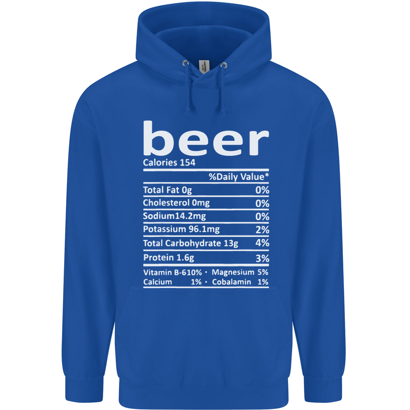 Funny Beer Nutritional Facts Alcohol Childrens Kids Hoodie Royal Blue