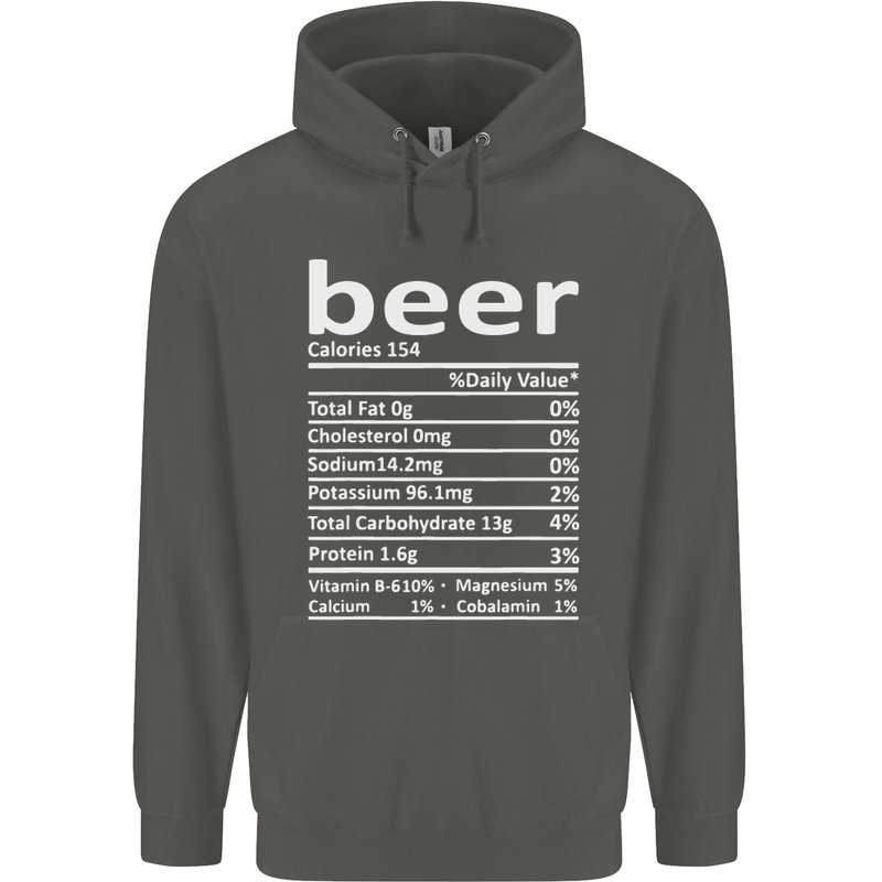 Funny Beer Nutritional Facts Alcohol Childrens Kids Hoodie Storm Grey