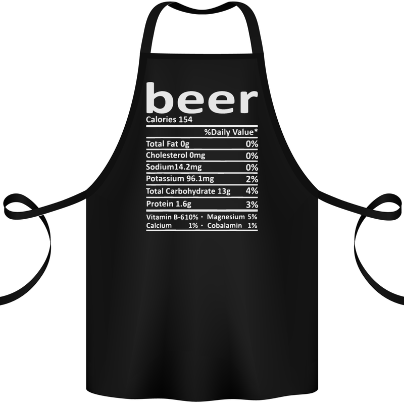 Funny Beer Nutritional Facts Alcohol Cotton Apron 100% Organic Black