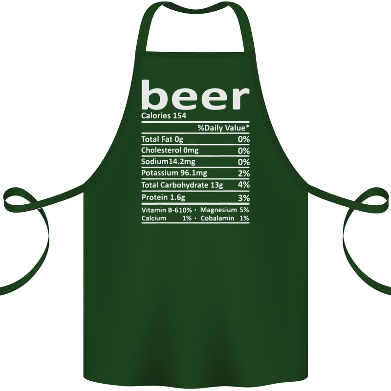 Funny Beer Nutritional Facts Alcohol Cotton Apron 100% Organic Forest Green