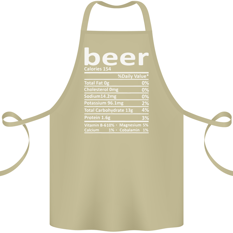 Funny Beer Nutritional Facts Alcohol Cotton Apron 100% Organic Khaki