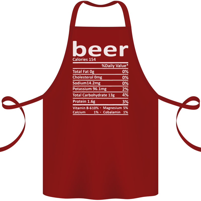 Funny Beer Nutritional Facts Alcohol Cotton Apron 100% Organic Maroon