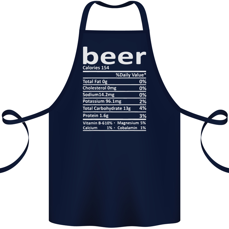 Funny Beer Nutritional Facts Alcohol Cotton Apron 100% Organic Navy Blue