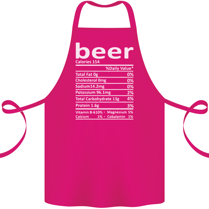 Funny Beer Nutritional Facts Alcohol Cotton Apron 100% Organic Pink