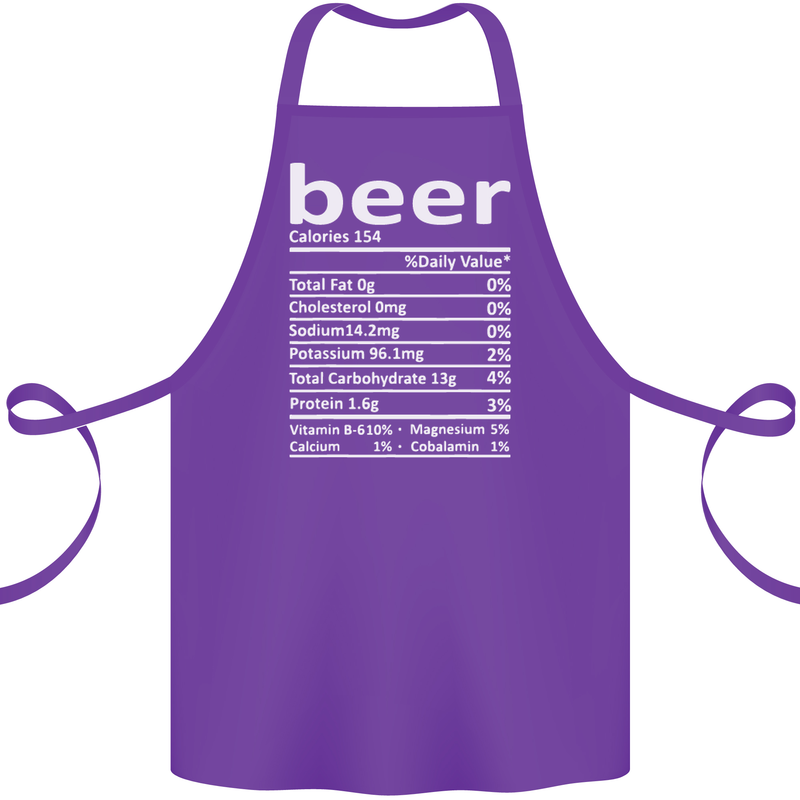 Funny Beer Nutritional Facts Alcohol Cotton Apron 100% Organic Purple