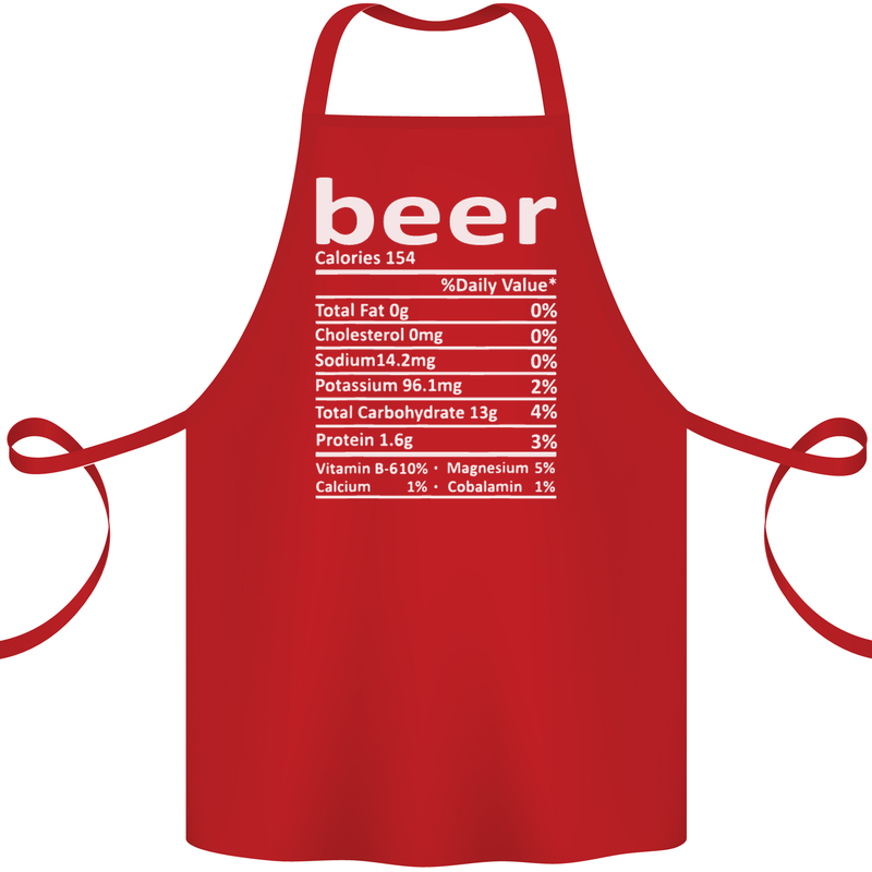 Funny Beer Nutritional Facts Alcohol Cotton Apron 100% Organic Red