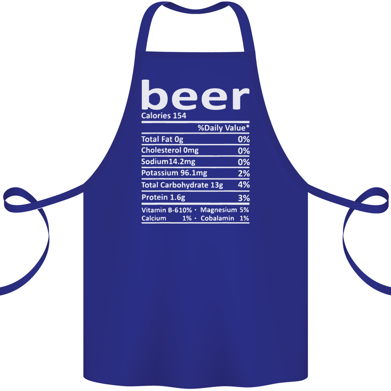 Funny Beer Nutritional Facts Alcohol Cotton Apron 100% Organic Royal Blue