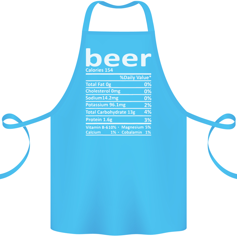 Funny Beer Nutritional Facts Alcohol Cotton Apron 100% Organic Turquoise