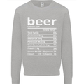 Funny Beer Nutritional Facts Alcohol Kids Sweatshirt Jumper Sports Grey