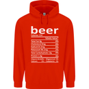Funny Beer Nutritional Facts Alcohol Mens 80% Cotton Hoodie Bright Red