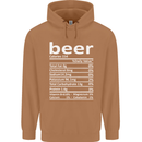 Funny Beer Nutritional Facts Alcohol Mens 80% Cotton Hoodie Caramel Latte
