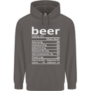 Funny Beer Nutritional Facts Alcohol Mens 80% Cotton Hoodie Charcoal