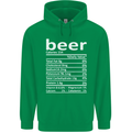 Funny Beer Nutritional Facts Alcohol Mens 80% Cotton Hoodie Irish Green