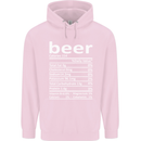 Funny Beer Nutritional Facts Alcohol Mens 80% Cotton Hoodie Light Pink