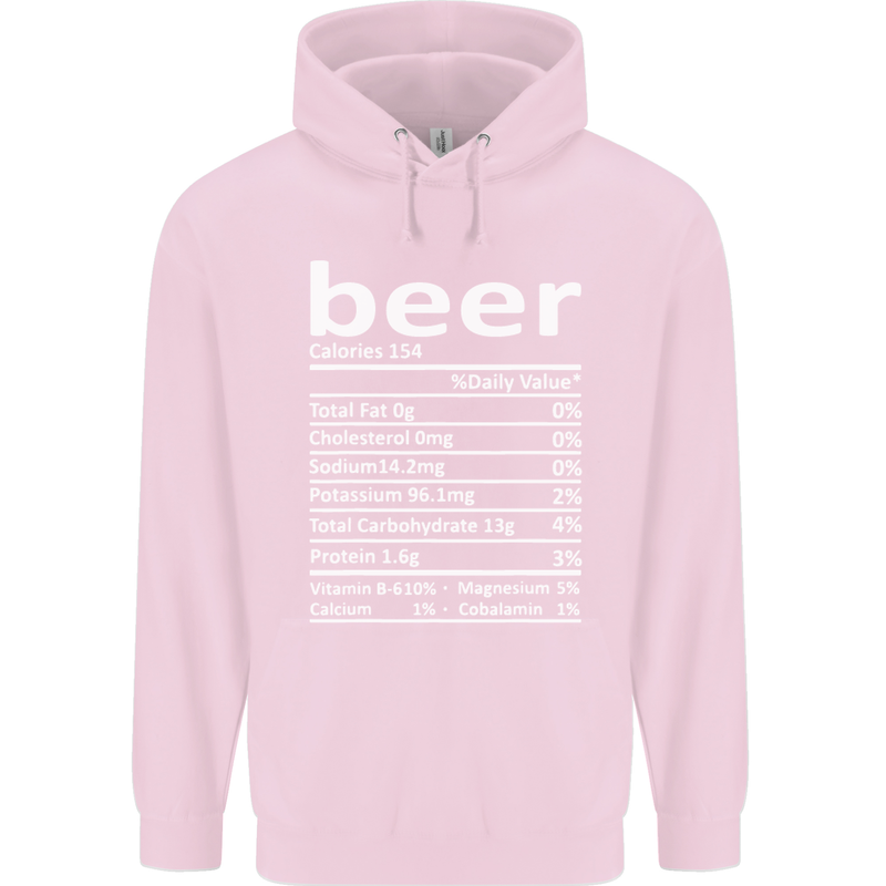 Funny Beer Nutritional Facts Alcohol Mens 80% Cotton Hoodie Light Pink