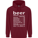 Funny Beer Nutritional Facts Alcohol Mens 80% Cotton Hoodie Maroon