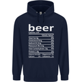 Funny Beer Nutritional Facts Alcohol Mens 80% Cotton Hoodie Navy Blue