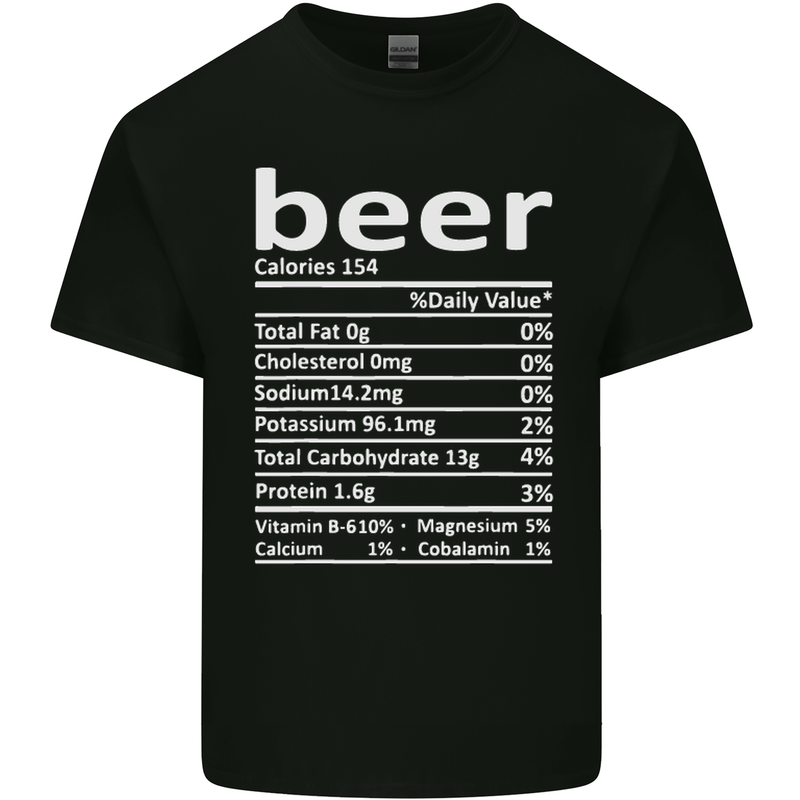 Funny Beer Nutritional Facts Alcohol Mens Cotton T-Shirt Tee Top Black