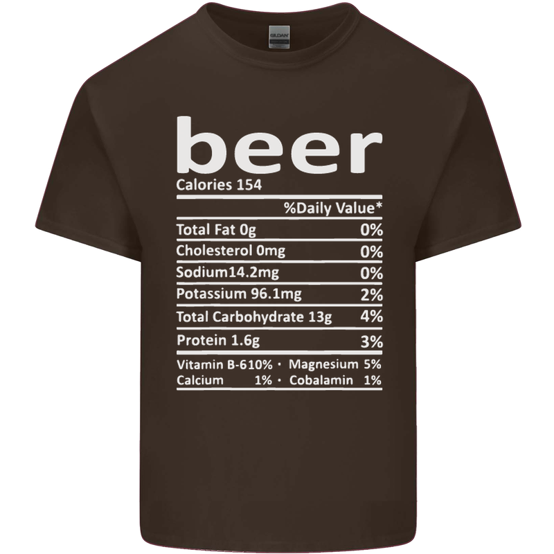 Funny Beer Nutritional Facts Alcohol Mens Cotton T-Shirt Tee Top Dark Chocolate