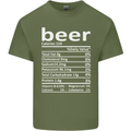 Funny Beer Nutritional Facts Alcohol Mens Cotton T-Shirt Tee Top Military Green