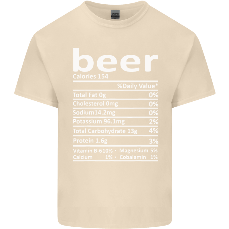 Funny Beer Nutritional Facts Alcohol Mens Cotton T-Shirt Tee Top Natural