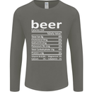 Funny Beer Nutritional Facts Alcohol Mens Long Sleeve T-Shirt Charcoal