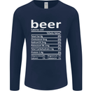 Funny Beer Nutritional Facts Alcohol Mens Long Sleeve T-Shirt Navy Blue