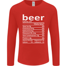 Funny Beer Nutritional Facts Alcohol Mens Long Sleeve T-Shirt Red
