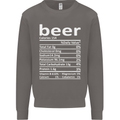 Funny Beer Nutritional Facts Alcohol Mens Sweatshirt Jumper Charcoal