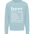 Funny Beer Nutritional Facts Alcohol Mens Sweatshirt Jumper Light Blue