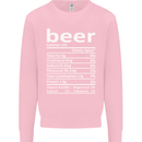 Funny Beer Nutritional Facts Alcohol Mens Sweatshirt Jumper Light Pink