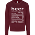 Funny Beer Nutritional Facts Alcohol Mens Sweatshirt Jumper Maroon