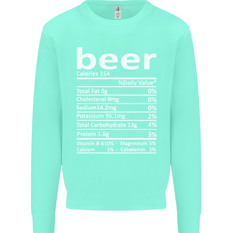 Funny Beer Nutritional Facts Alcohol Mens Sweatshirt Jumper Peppermint