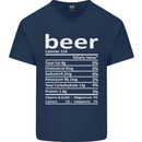 Funny Beer Nutritional Facts Alcohol Mens V-Neck Cotton T-Shirt Navy Blue