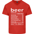 Funny Beer Nutritional Facts Alcohol Mens V-Neck Cotton T-Shirt Red