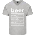 Funny Beer Nutritional Facts Alcohol Mens V-Neck Cotton T-Shirt Sports Grey