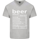 Funny Beer Nutritional Facts Alcohol Mens V-Neck Cotton T-Shirt Sports Grey