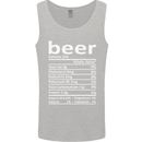 Funny Beer Nutritional Facts Alcohol Mens Vest Tank Top Sports Grey