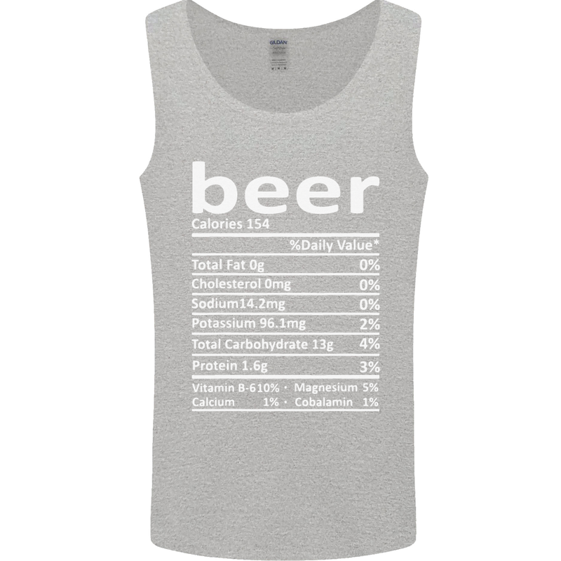 Funny Beer Nutritional Facts Alcohol Mens Vest Tank Top Sports Grey