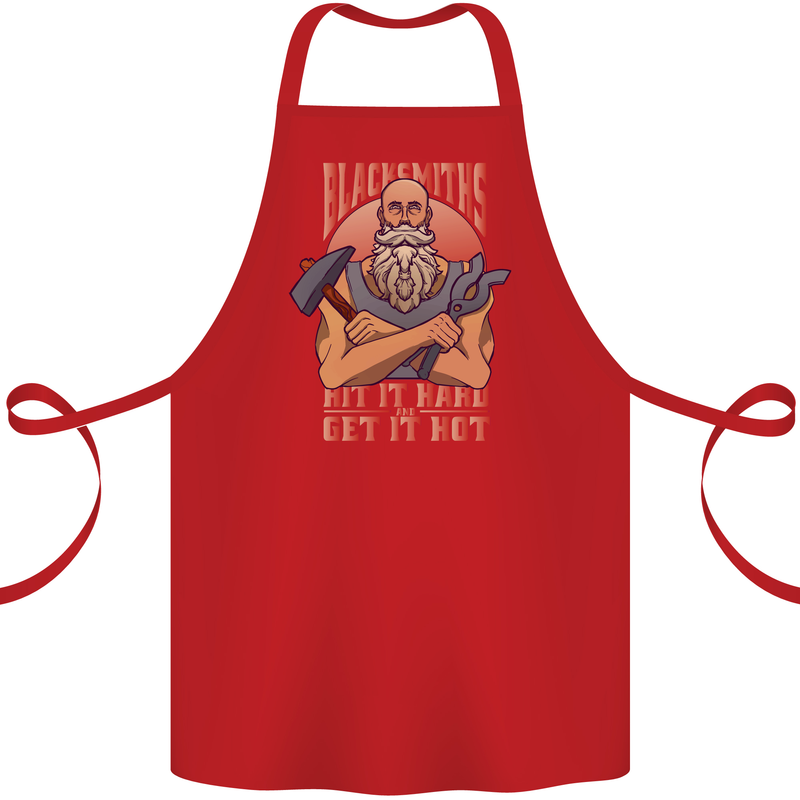 Funny Blacksmith Quote Cotton Apron 100% Organic Red
