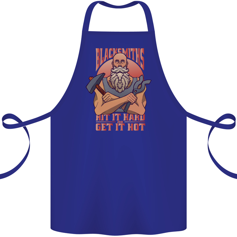 Funny Blacksmith Quote Cotton Apron 100% Organic Royal Blue
