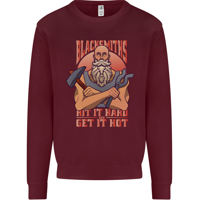 Funny Blacksmith Quote Kids Sweatshirt Jumper Maroon