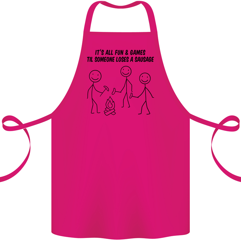 Funny Camping Sausage Cotton Apron 100% Organic Pink
