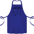 Funny Camping Sausage Cotton Apron 100% Organic Royal Blue