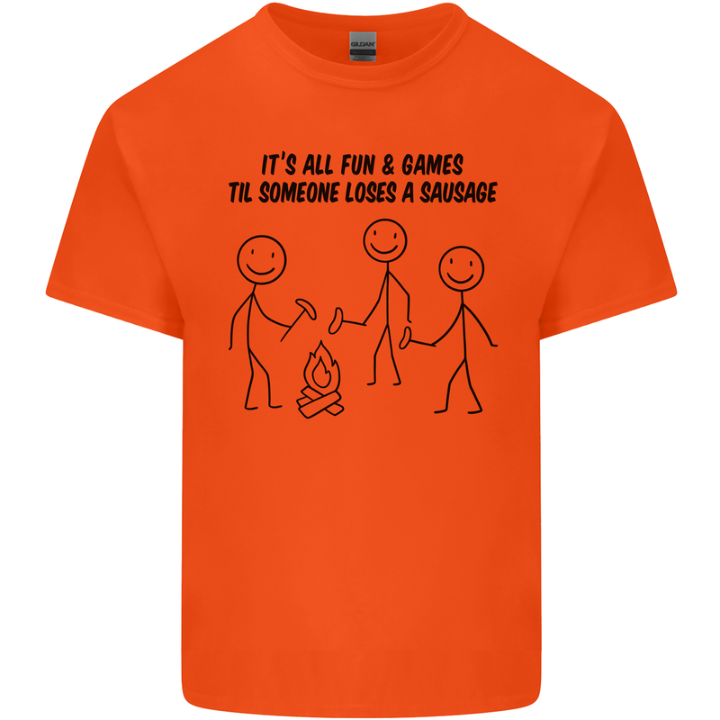 Funny Camping Sausage Kids T-Shirt Childrens Orange