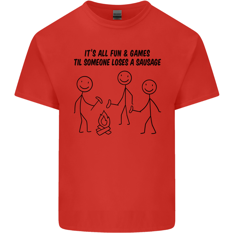 Funny Camping Sausage Kids T-Shirt Childrens Red