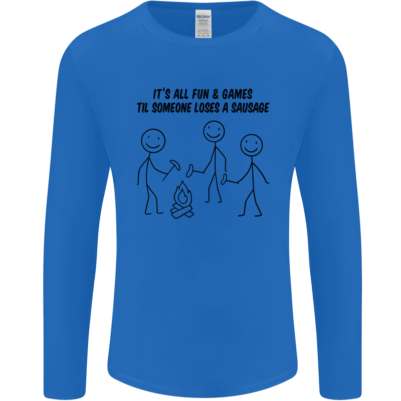 Funny Camping Sausage Mens Long Sleeve T-Shirt Royal Blue
