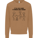 Funny Camping Sausage Mens Sweatshirt Jumper Caramel Latte
