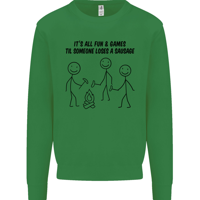 Funny Camping Sausage Mens Sweatshirt Jumper Irish Green